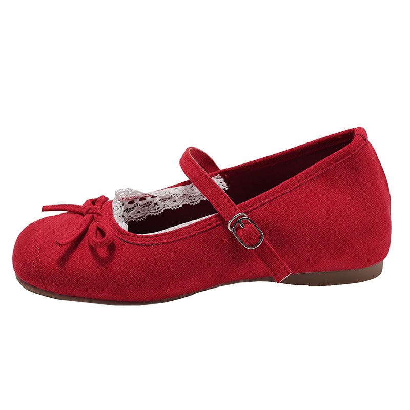 Damen elegante Ballerinas mit feiner Spitzenverzierung und praktischem Schnallenverschluss EB
