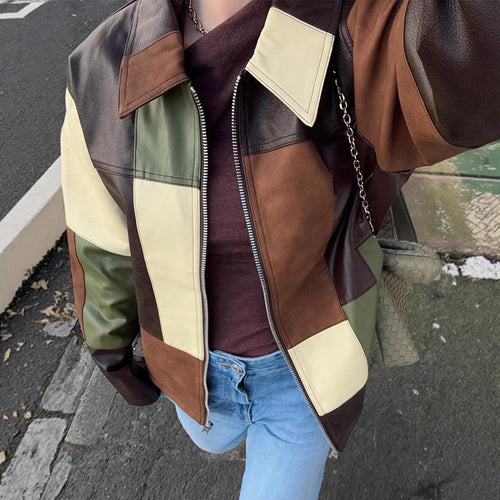 Damen Statement jacke im Patchwork-Design EB