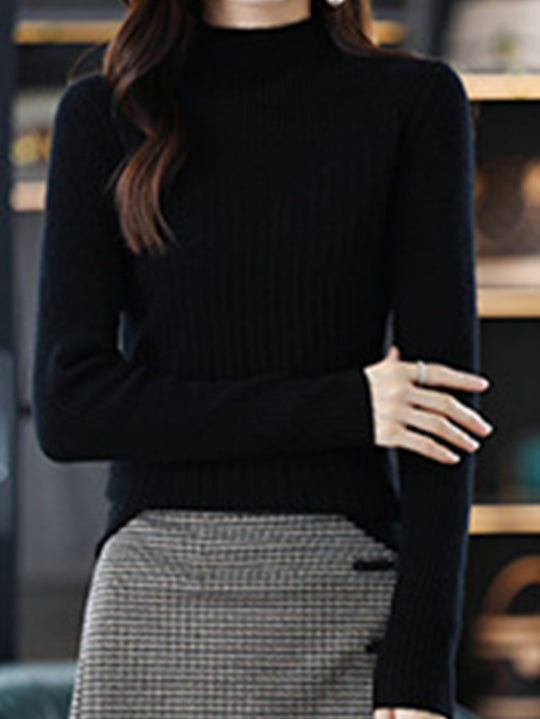 Damen eleganter Rollkragenpullover mit feiner Rippstruktur und modernem Design EB