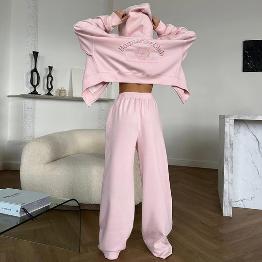 Damen Oversized Sweatshirt und Weite Hose Set EB