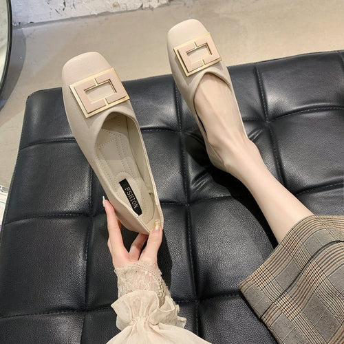 Damen elegante Ballerinas mit modischem Schnallenakzent EB