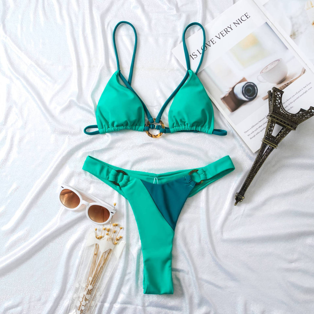 Damen Triangel-Bikini mit modischem Ringdetail EB