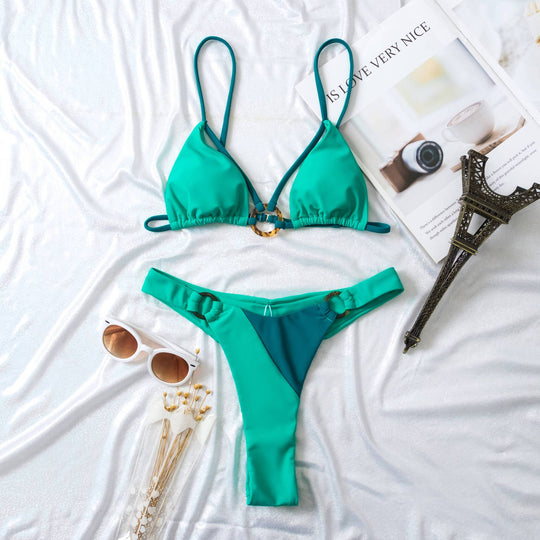 Damen Triangel-Bikini mit modischem Ringdetail EB