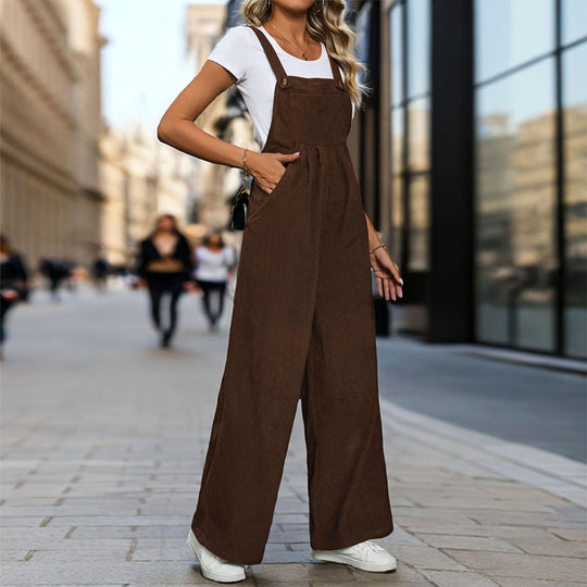 Damen eleganter Latzoverall aus leichter Baumwolle mit komfortablem Schnitt und praktischen Taschen EB