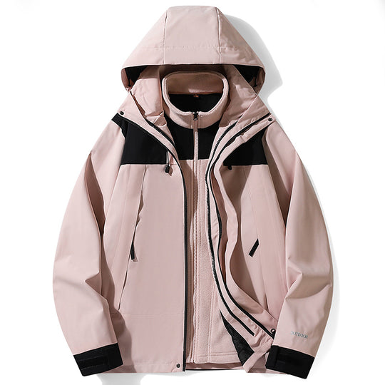 Damen multifunktionale Softshelljacke mit herausnehmbarem Fleecefutter, winddichter Außenhülle und verstellbarer Kapuze EB
