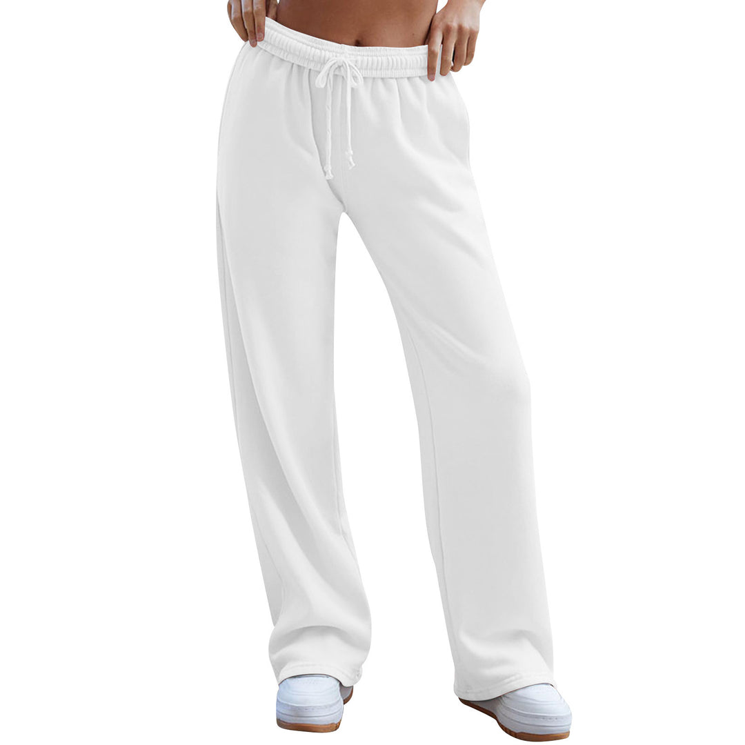 Damen nan weite Komfort-Loungehose mit hochgeschnittener Taille, elastischem Bund und Kordelzug EB