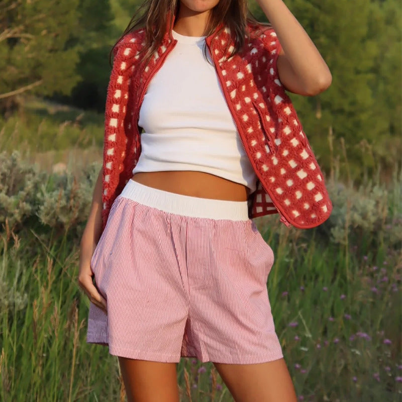 Damen Wendemantel aus kuscheligem Sherpa-Material mit stylishen Karomuster EB