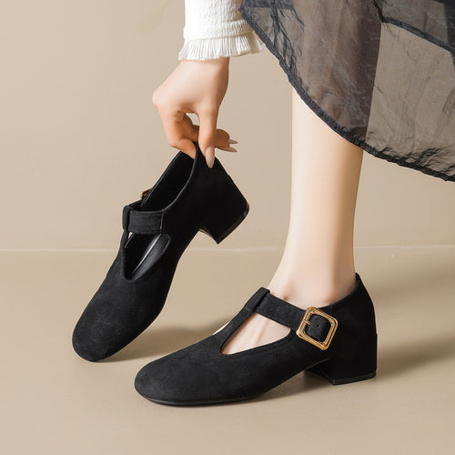 Damen modische Ballerinas mit eleganter Schnallenapplikation EB