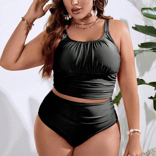 Damen Tankini mit hohem Taillenslip und modischem Wickeldesign EB