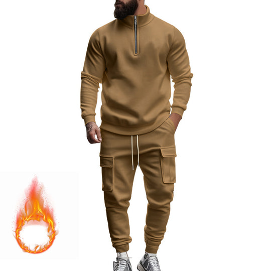 Herren sportlicher Sweatanzug mit höherem Kragen und praktischen Taschen EB