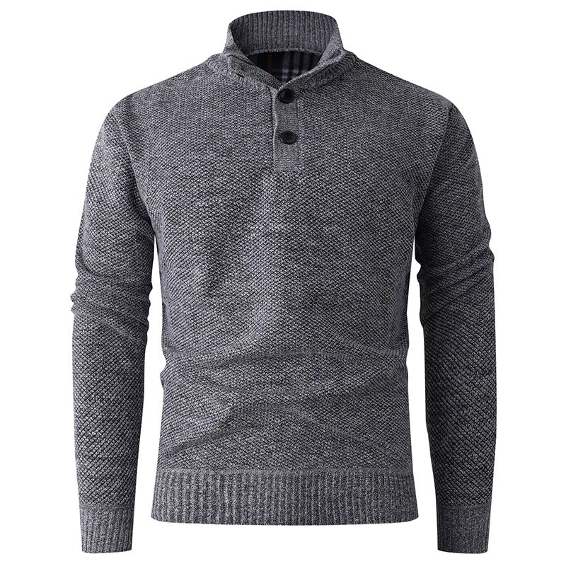 Herren Strickpullover mit modernem Stehkragen und dekorativen Knopfdetails EB