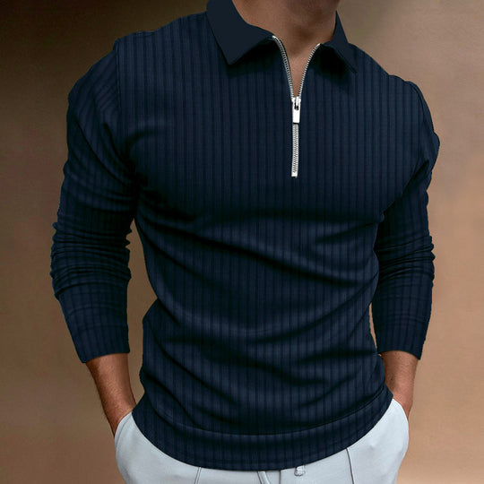 Herren Poloshirt mit elegantem Reißverschluss und strukturiertem Design EB