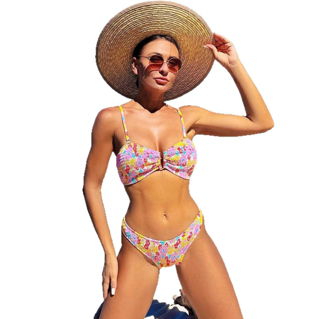 Damen Komfortabler Bikini mit verspieltem Knotendetail EB