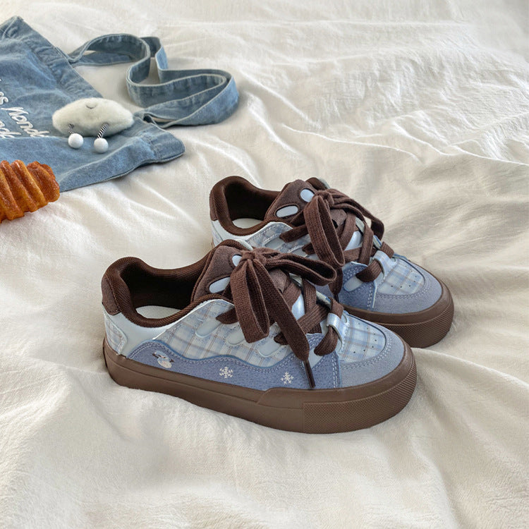 Damen Sportliche Sneakers mit zeitgenössischem Karomuster und bequemer Dämpfung EB