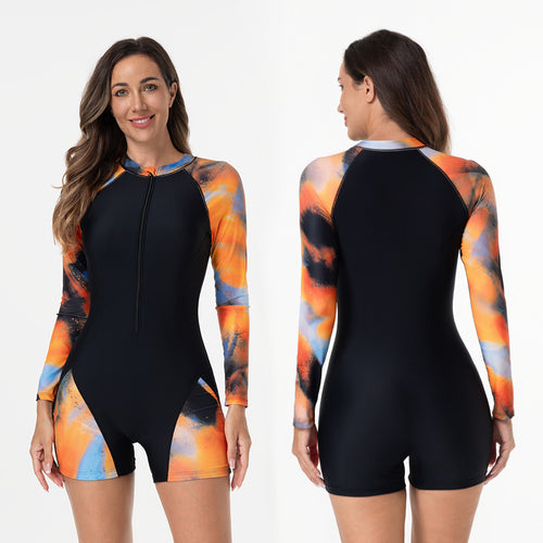 Damen Langarm-Surfuanzug mit buntem Kunstdesign EB