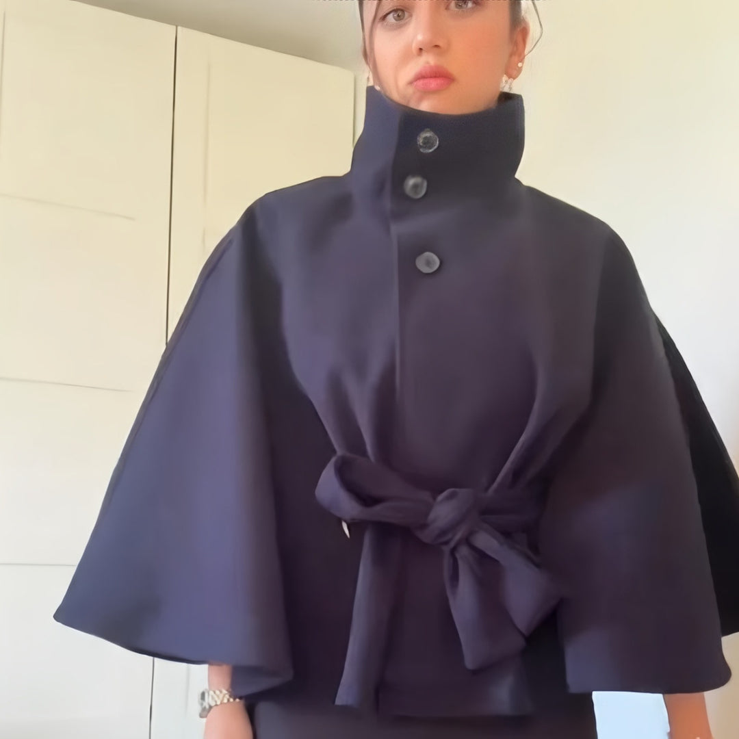 Damen elegante Überwurfjacke mit modernem Knopfdetail EB