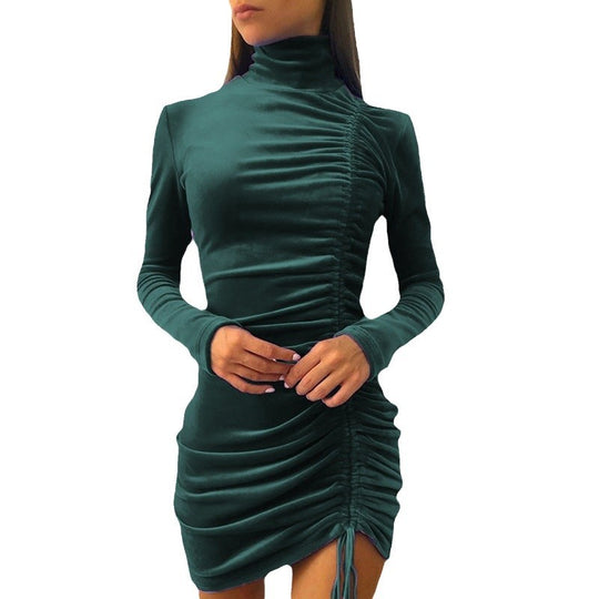 Frauen Samt Bodycon Kleid EB