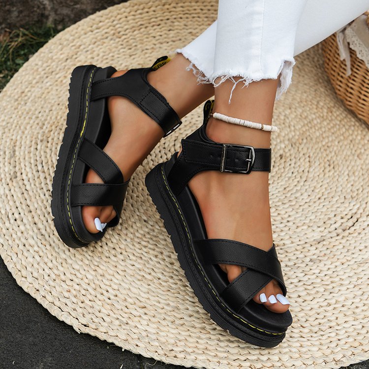 Damen modische Cross-Sandalen mit verstellbarem Fersenriemen und rutschfester Sohle EB