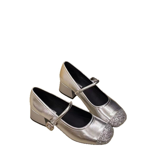 Damen elegante Mary Jane Schuhe mit Glitzer-Detail EB