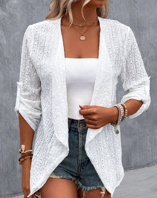 Damen lässige und elegante Strickjacke mit offenem Schnitt Heidi-Mode