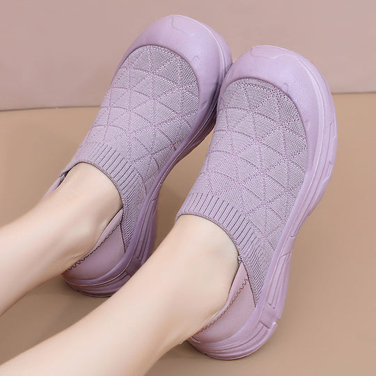 Damen Bequeme Slip-On Laufschuhe mit rutschfester Sohle und elastischem Obermaterial EB