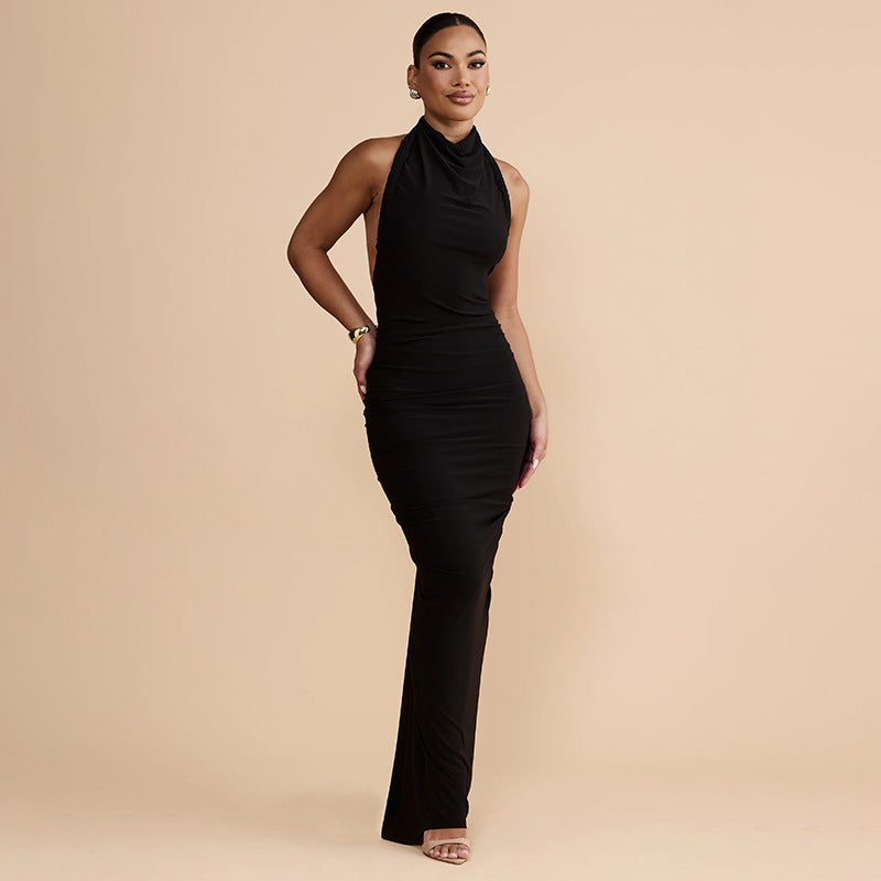 Damen trägerloses Maxikleid mit elegantem Drapé EB