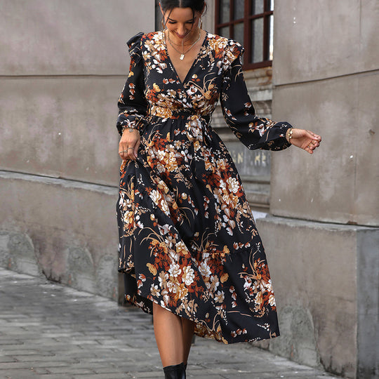 Damen Maxikleid mit raffinierten Rüschendetails und eleganter Taillierung EB