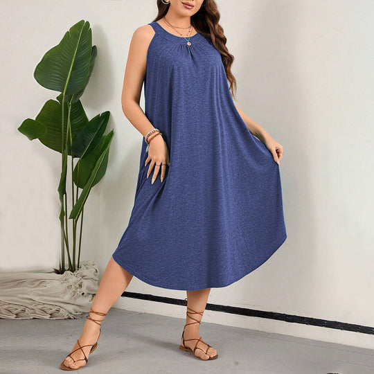 Damen lässiges A-Linien-Kleid mit großzügigem Schnitt und atmungsaktivem Material EB