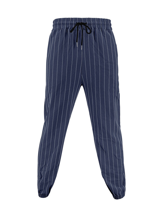 Damen lässige Streifenhose mit elastischem Bund und seitlichen Eingrifftaschen EB