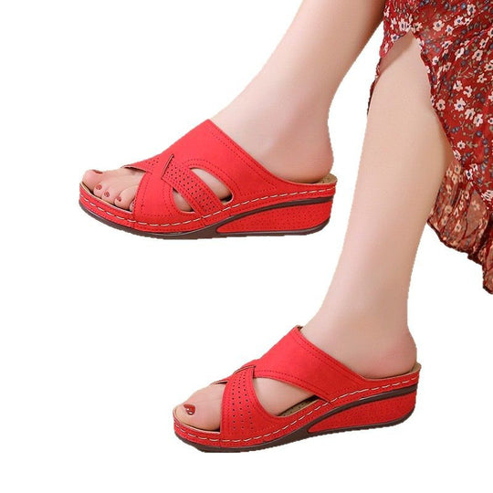 Damen Plateausandalen mit offener Zehenpartie und atmungsaktivem Design EB