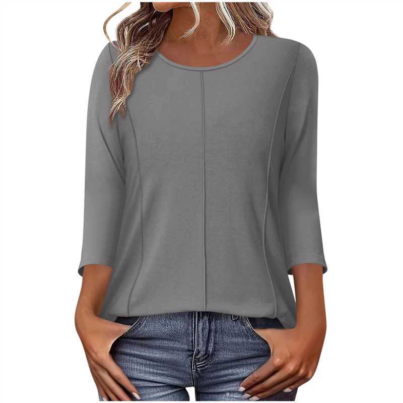 Damen nan lässiges Shirt mit dreiviertelärmeln und dekorativer Mittelnaht EB