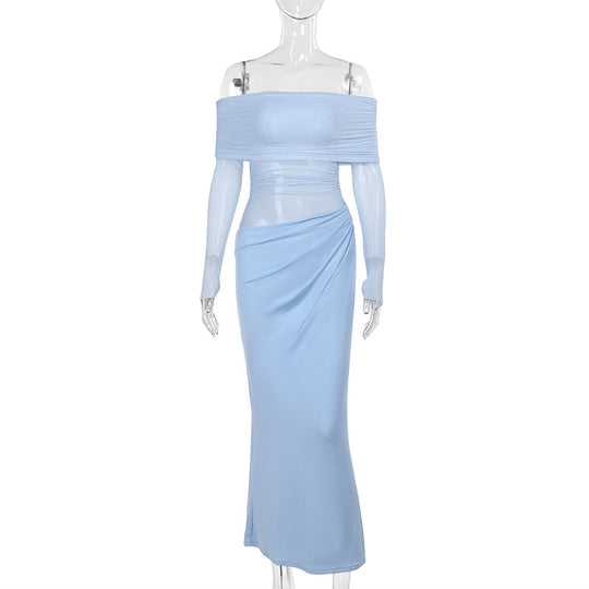 Damen Off-Shoulder Wickelkleid mit Rüschendetails EB
