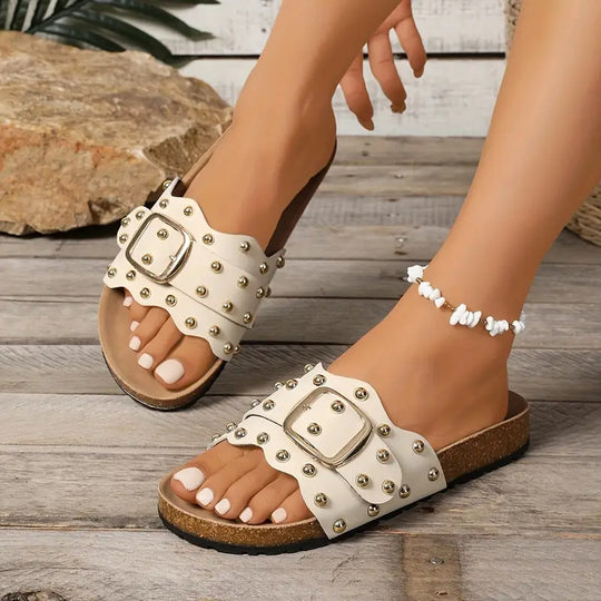 Damen elegante und komfortable Sandalen mit dekorativem Riemendesign EB