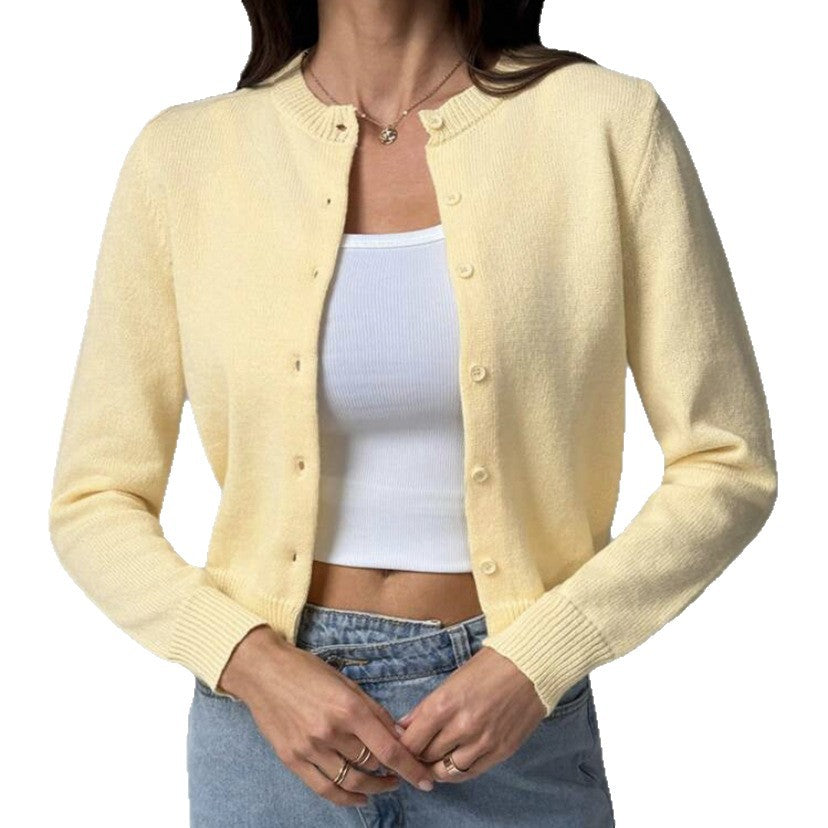 Damen Strickjacke mit Knopfdetail und elastischem Saum EB
