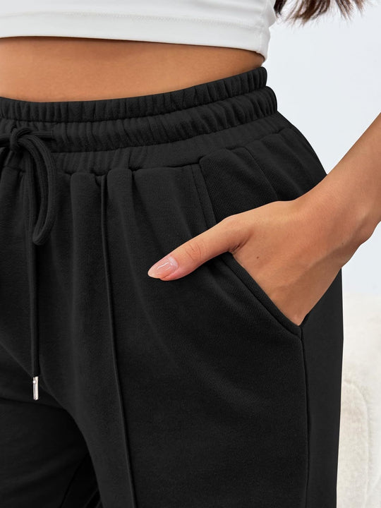 Damen nan komfortable High-Waist Jogginghose mit Kordelzug und tiefen Eingrifftaschen EB
