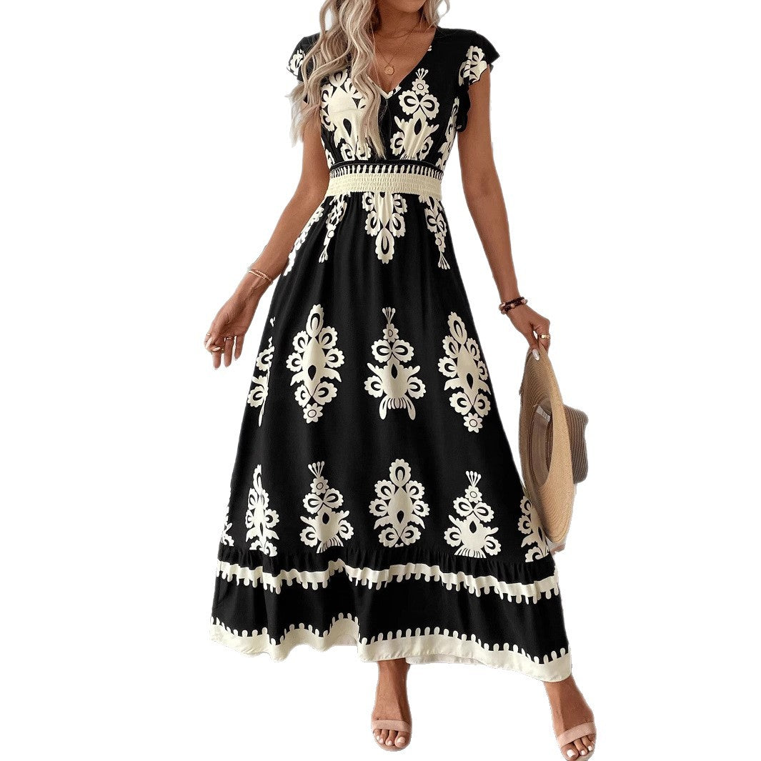 Damen Elegantes Maxikleid mit faszinierendem Musterdruck EB