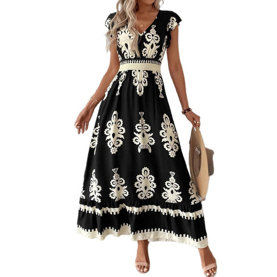 Damen Elegantes Maxikleid mit faszinierendem Musterdruck EB