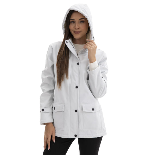 Damen wasserabweisende Outdoorjacke mit verstellbarem Kapuzenkragen EB