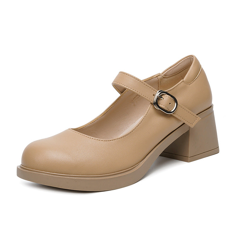 Damen Elegante Blockabsatz Ballerinas mit verstellbarem Riemen EB