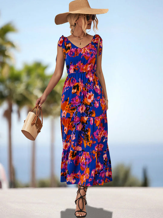 Damen Maxikleid mit verspieltem Floralprint und luftigen Trägern EB