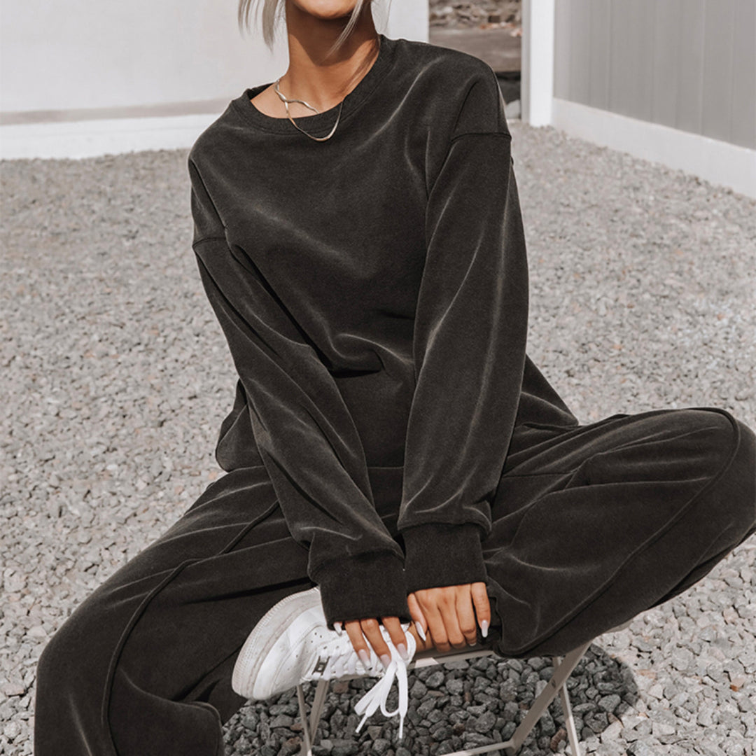 Damen nan weiches Oversize-Sweatshirt und weite Relaxhose im Vintage-Washed-Finish EB