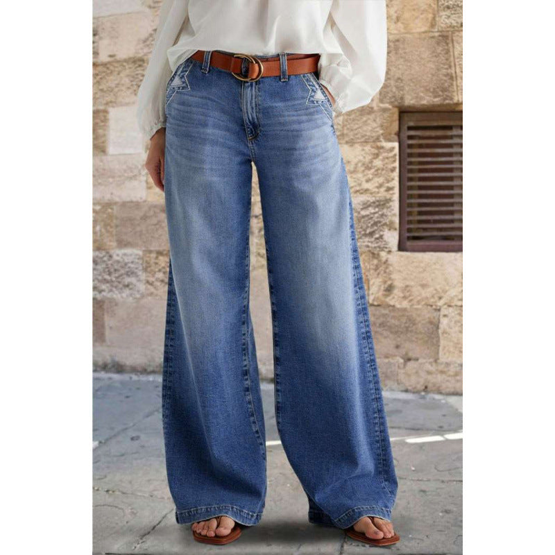 Damen Weit geschnittene Jeanshose im eleganten Stil EB