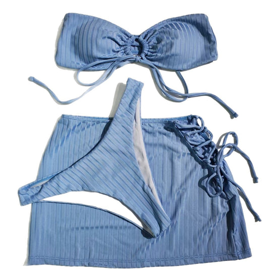 Damen Bandeau-Bikini mit verspieltem Knoten und seitlichen Schnüren EB