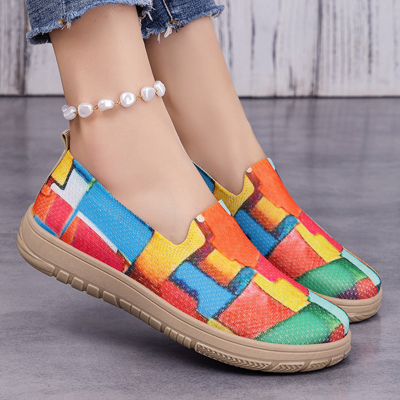 Damen Bunte Slip-On Freizeitschuhe mit Komfort-Einschub EB