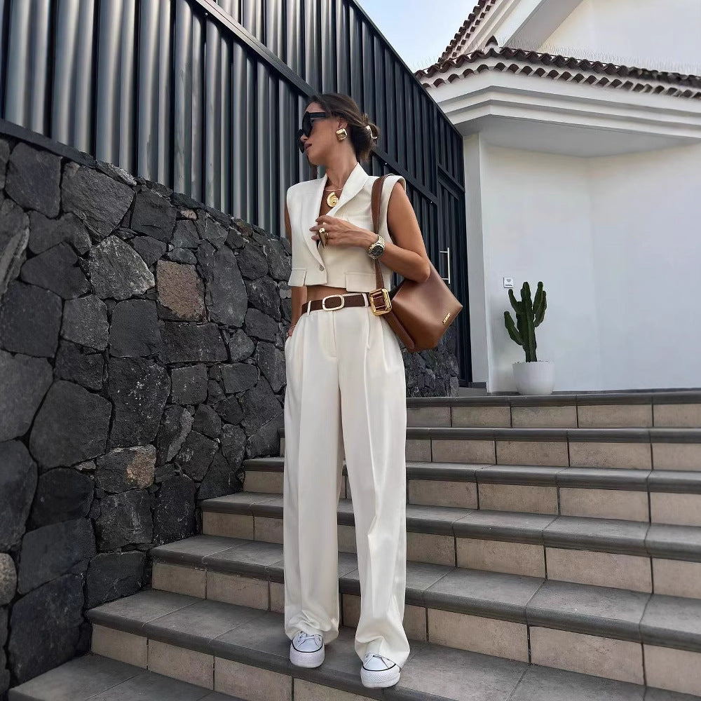 Damen Weite Palazzo-Hose mit eleganter Bundfaltenverarbeitung EB