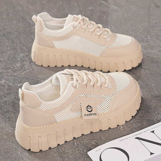 Damen Trendige Sneakers mit dicker rutschfester Sohle und atmungsaktivem Obermaterial EB