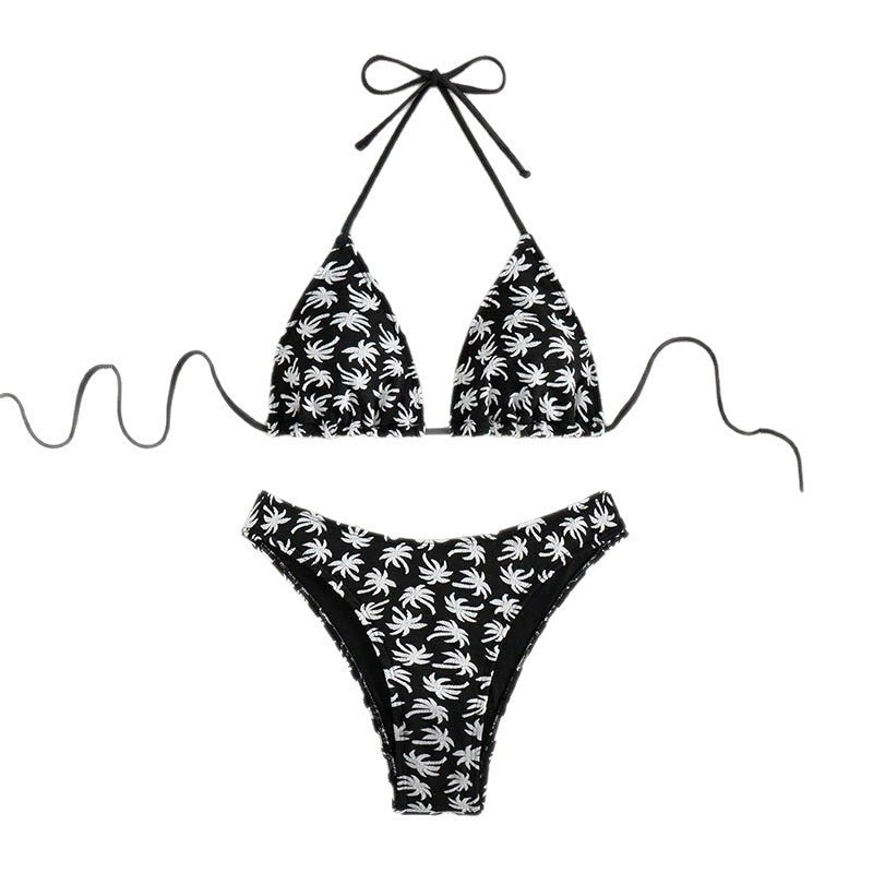 Damen Triangel-Bikini mit floralem Palmendruck EB