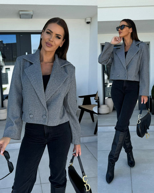Damen schicke taillierte Blazerjacke mit doppelter Knopfleiste EB