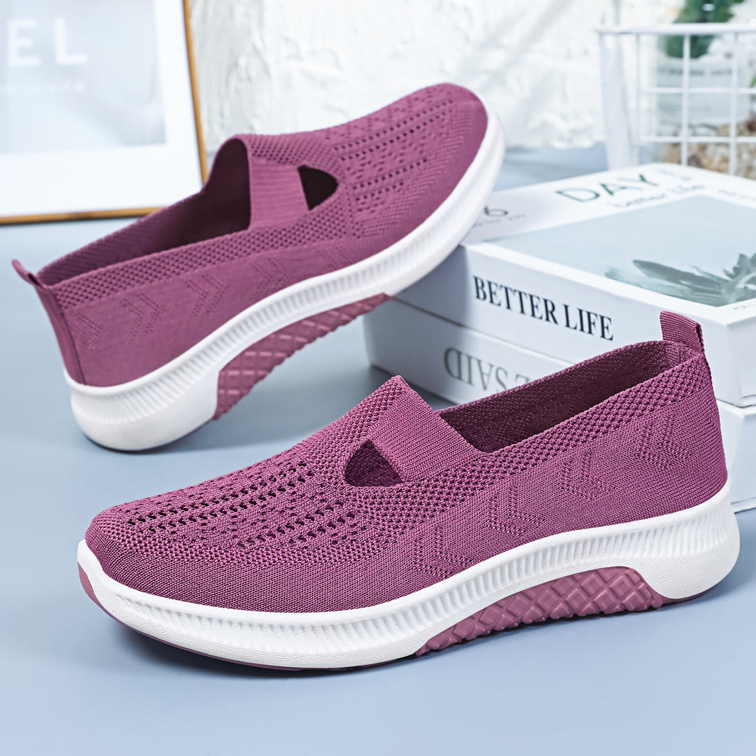 Damen nan elastischer Strick-Slipper mit perforiertem Atmungsnetz und dämpfender Leichtsohle EB