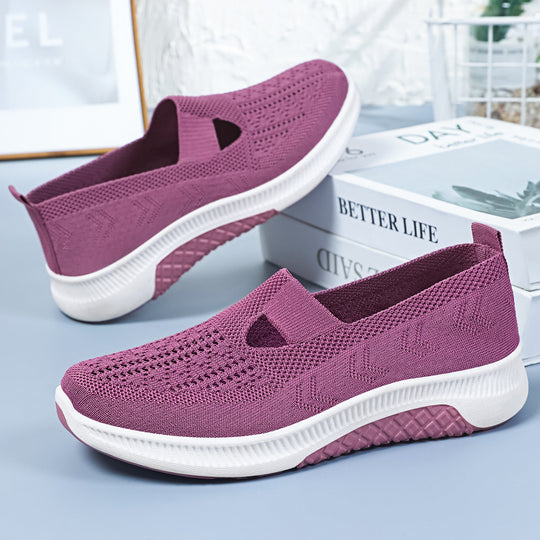 Damen nan elastischer Strick-Slipper mit perforiertem Atmungsnetz und dämpfender Leichtsohle EB